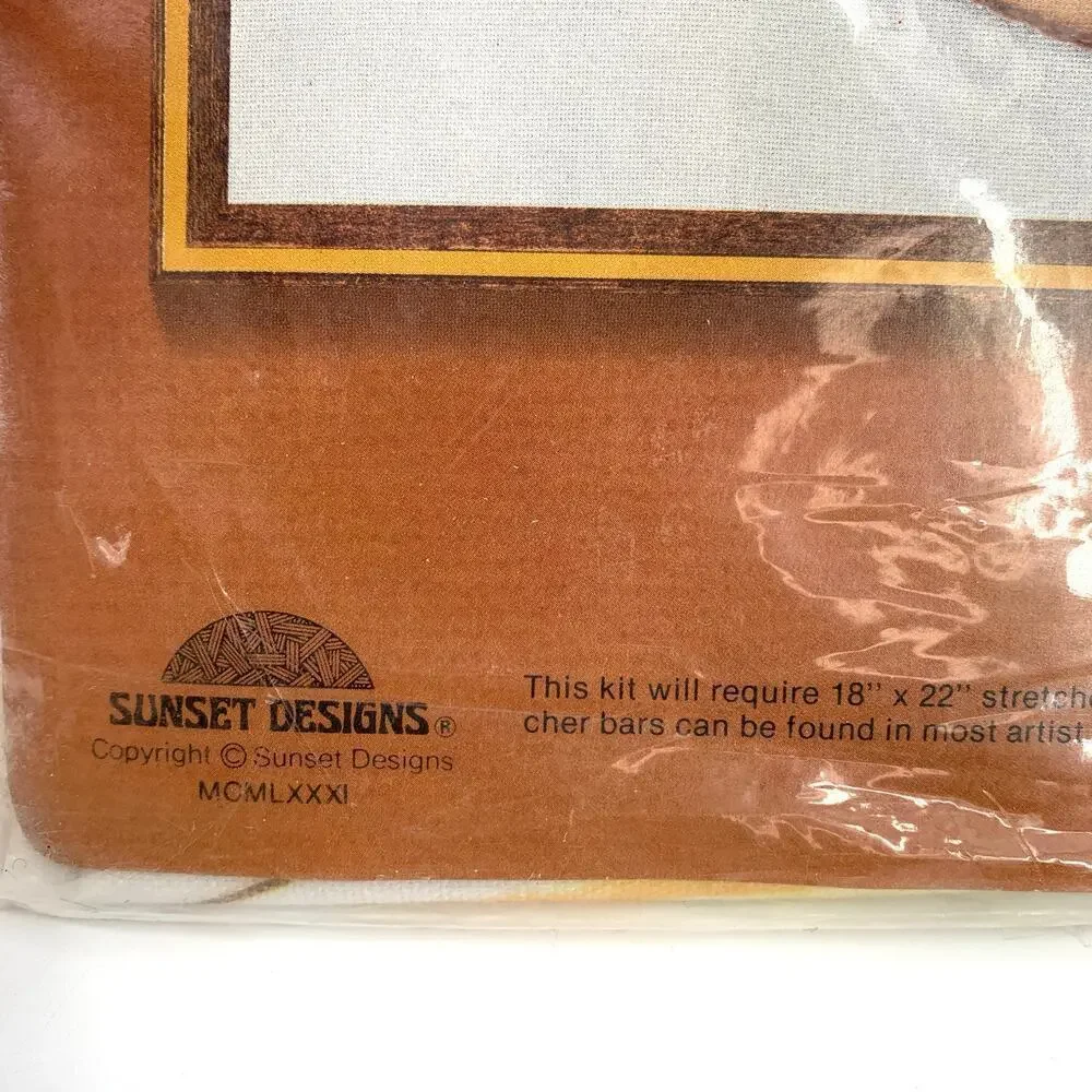 Sunset Stitchery Vintage 1981 Sealed Needlepoint Kit Children Sand Castle Sunset